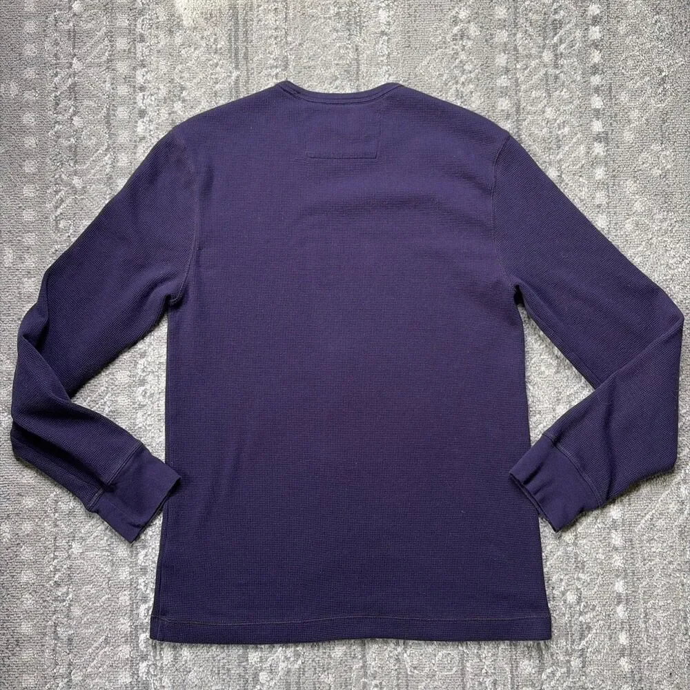 Banana Republic Lot Of 2 Mens Waffle Knit Long Sleeve Shirts Large Plum Blue